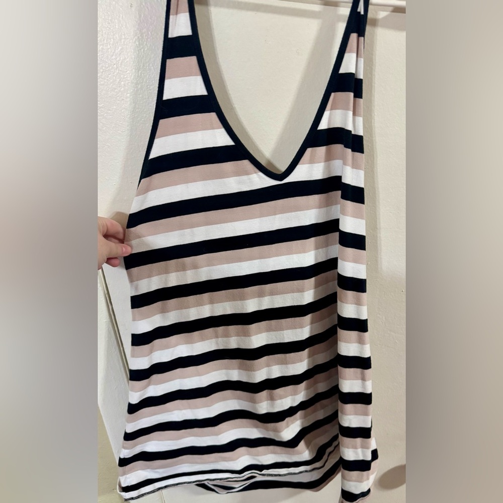 Torrid Black and Cream Striped Top